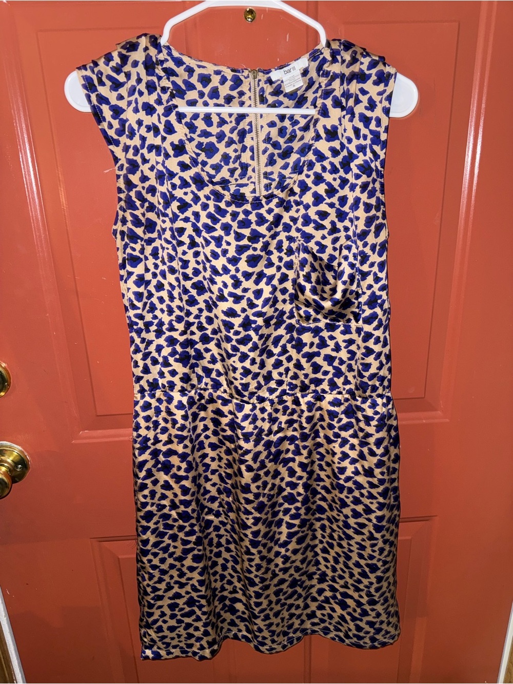 Bar III Blue and Tan Leopard Print Dress